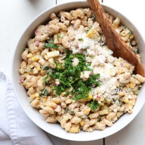 featured image for elote pasta salad.