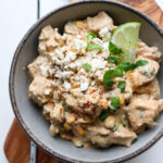 Featured picture of bowl of elotes chicken salad.