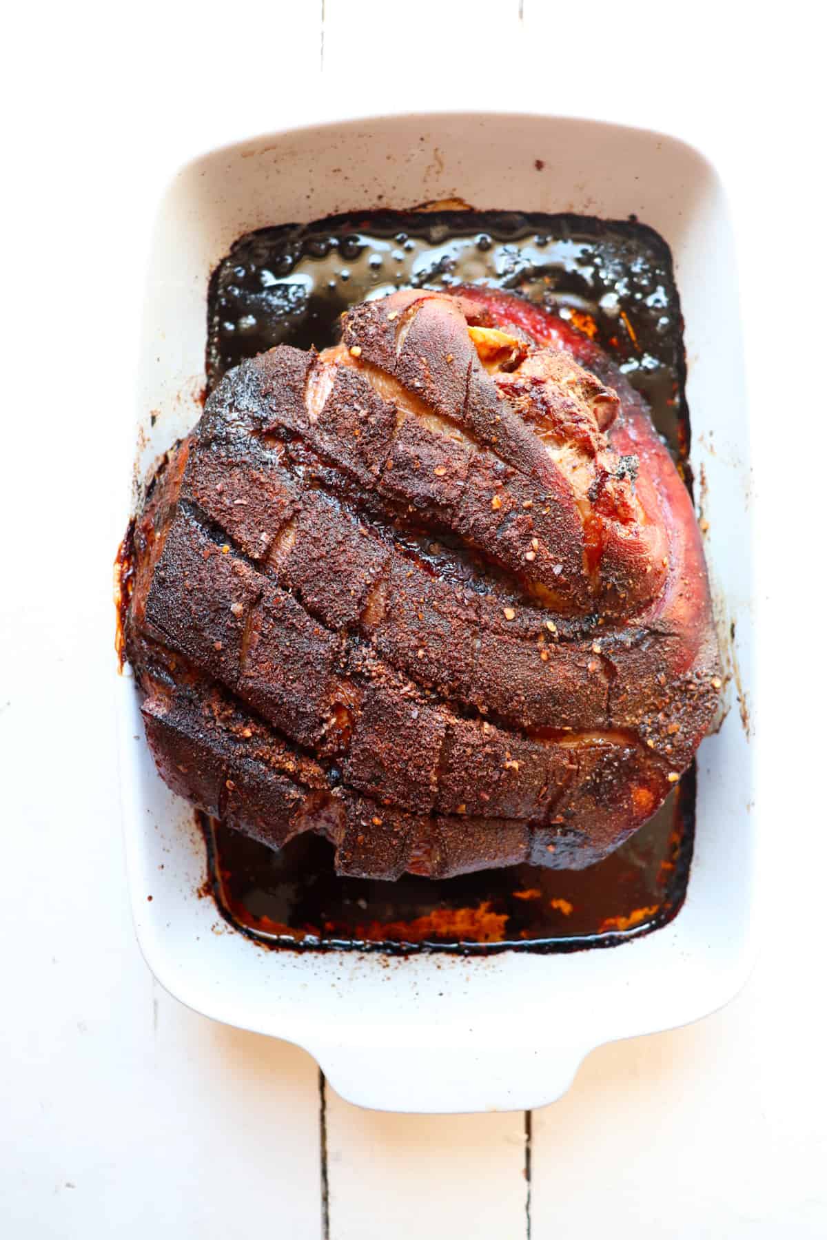 pork after it is finished roasting in the oven.