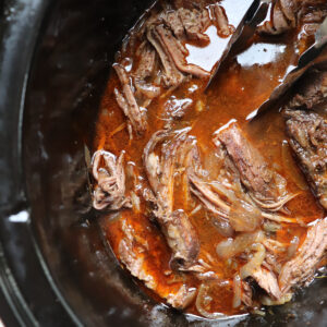 sirloin tip roast in a slow cooker.