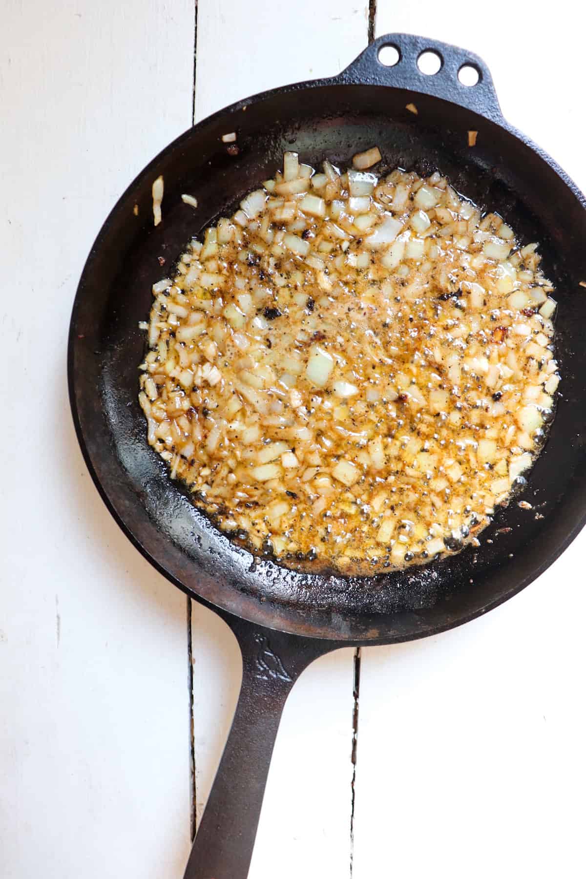 sauteed onions and garlic in butter.