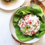 featured image blt chicken salad on a bed of lettuce.