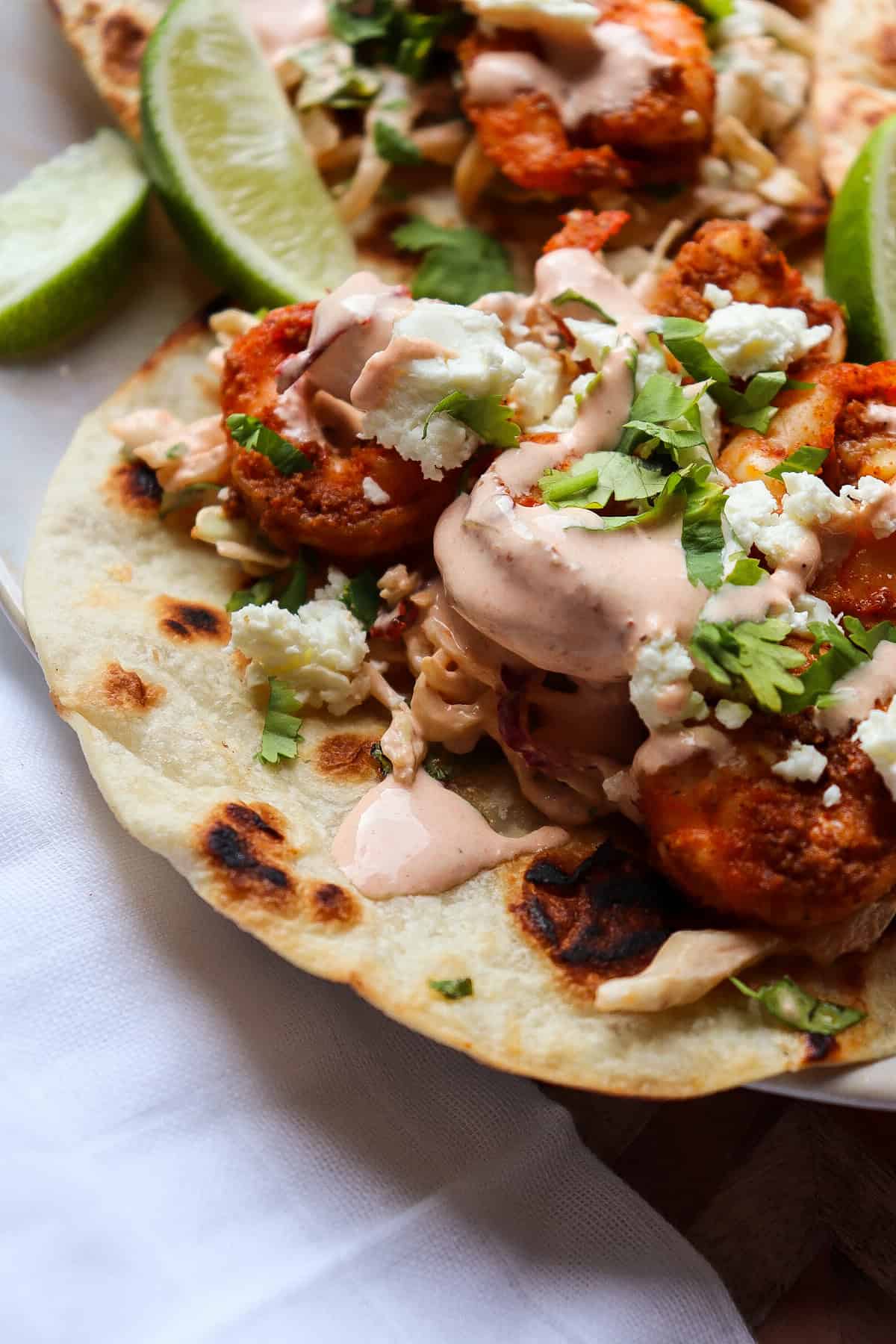 up close of shrimp taco.