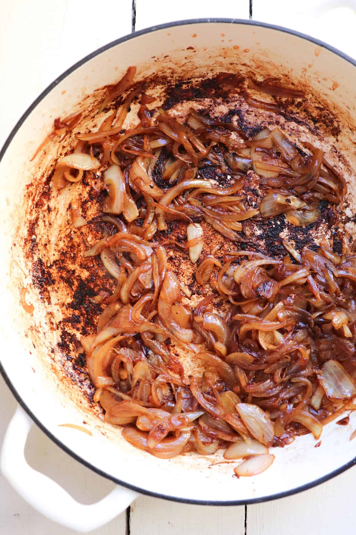 caramelized onions with flour mixed in.