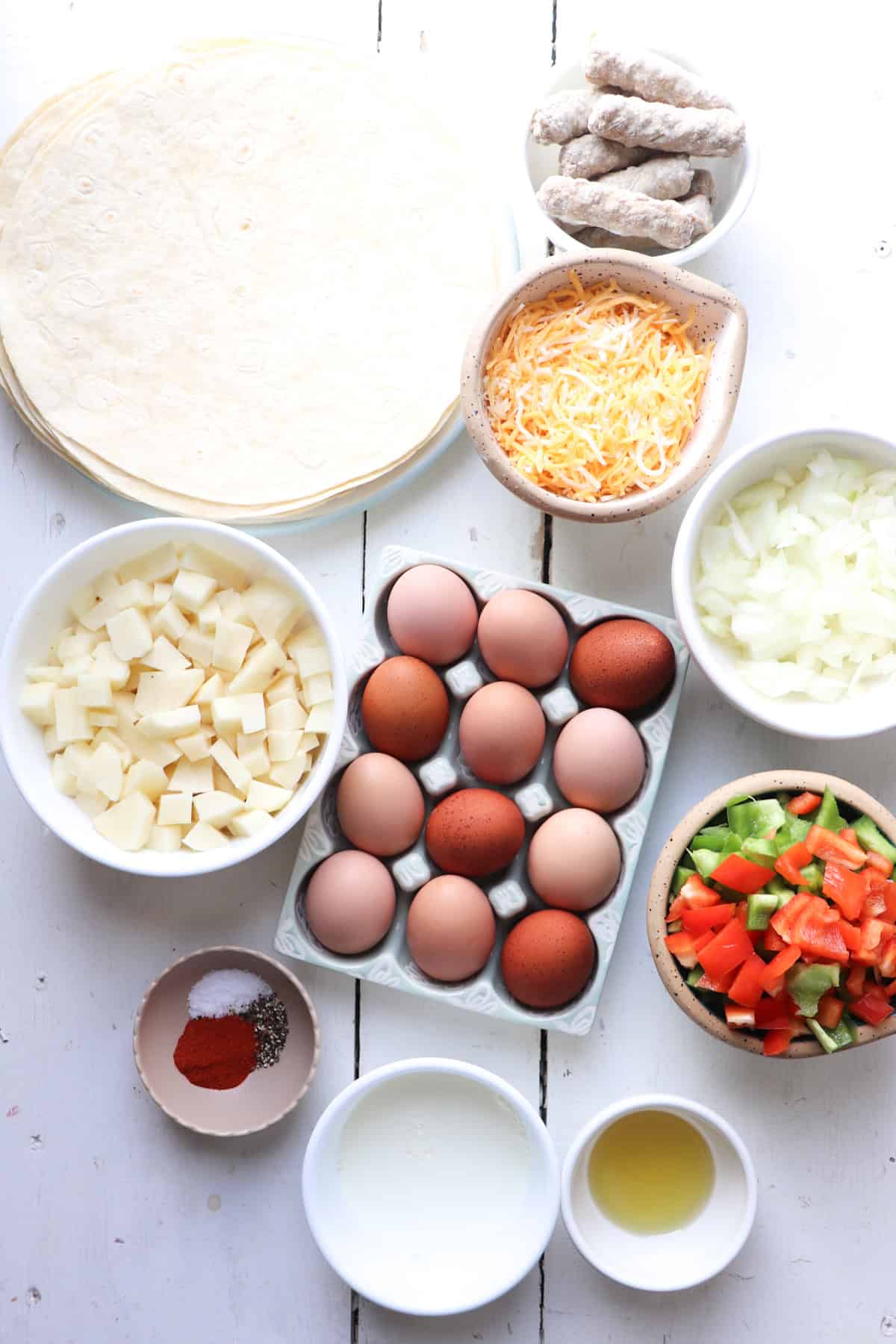 ingredients for sheet pan breakfast burrito.