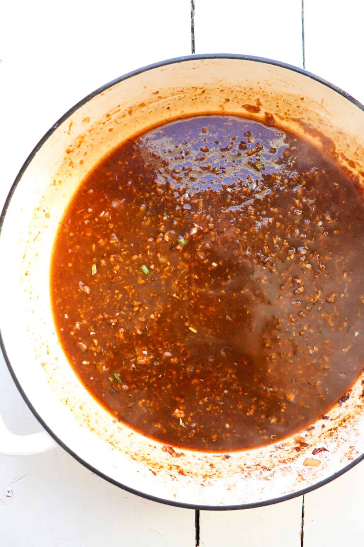 homemade kung pao sauce simmering.