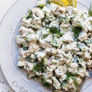 featured image for tzatziki chicken salad.