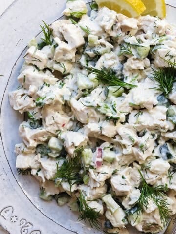 featured image for tzatziki chicken salad.