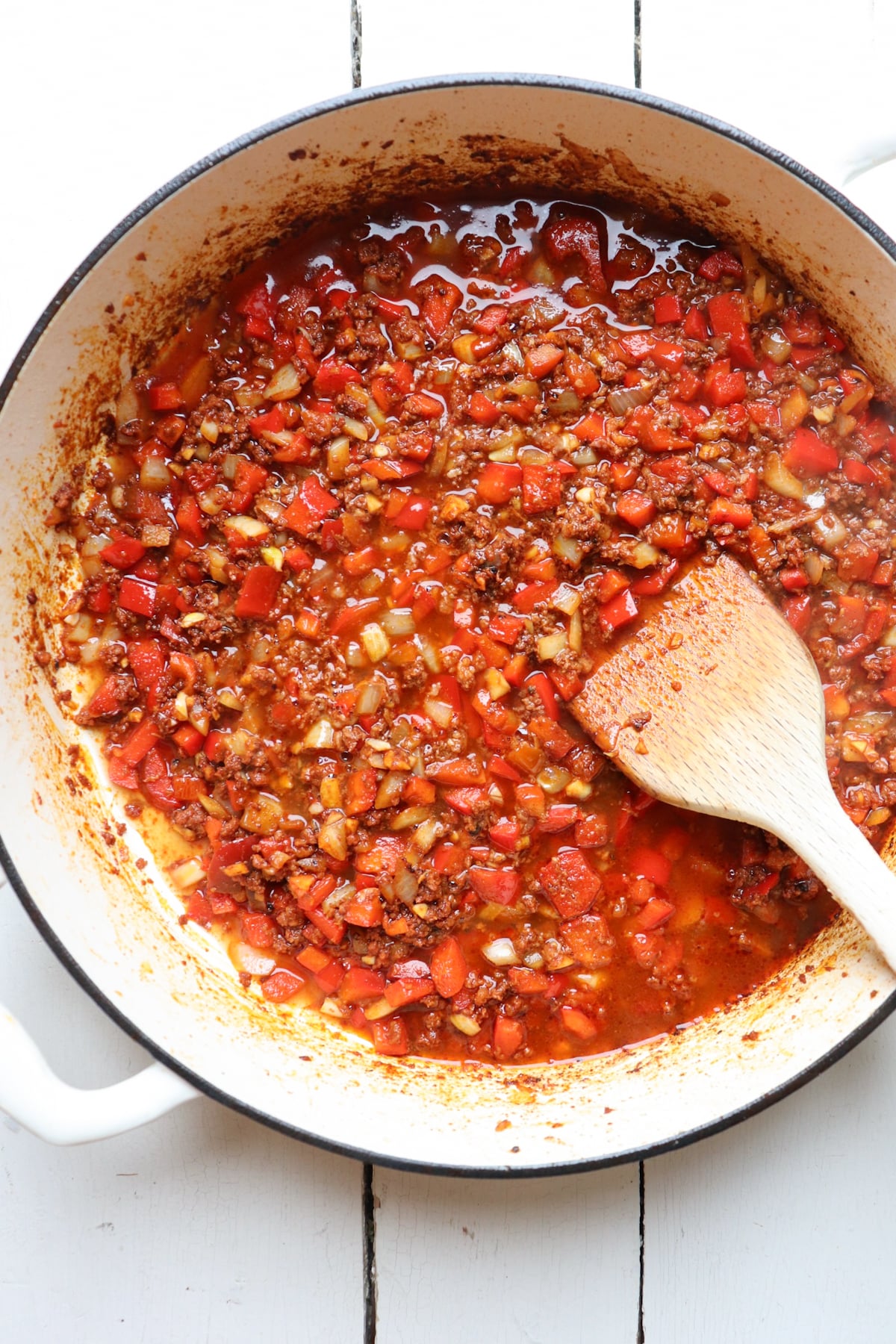 pan deglazed with pasta water.