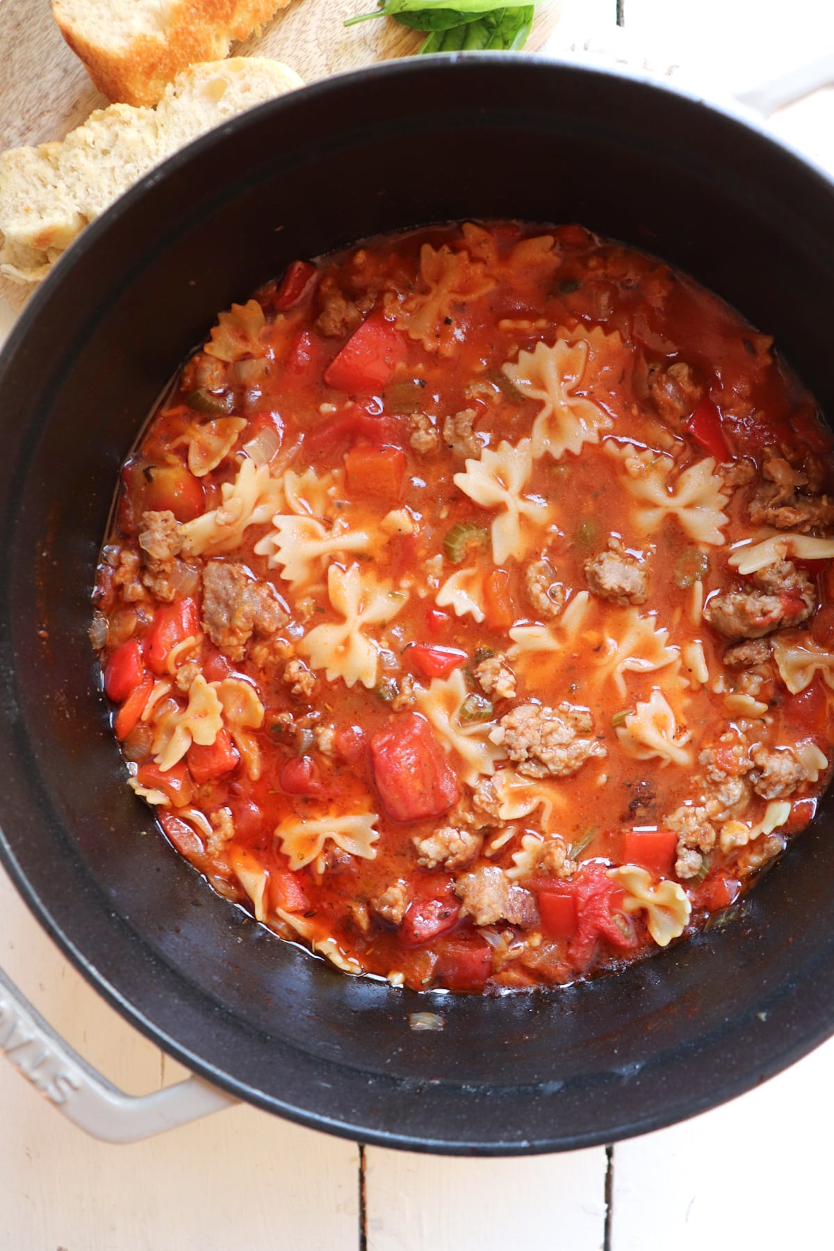 finished soup in a large pot.